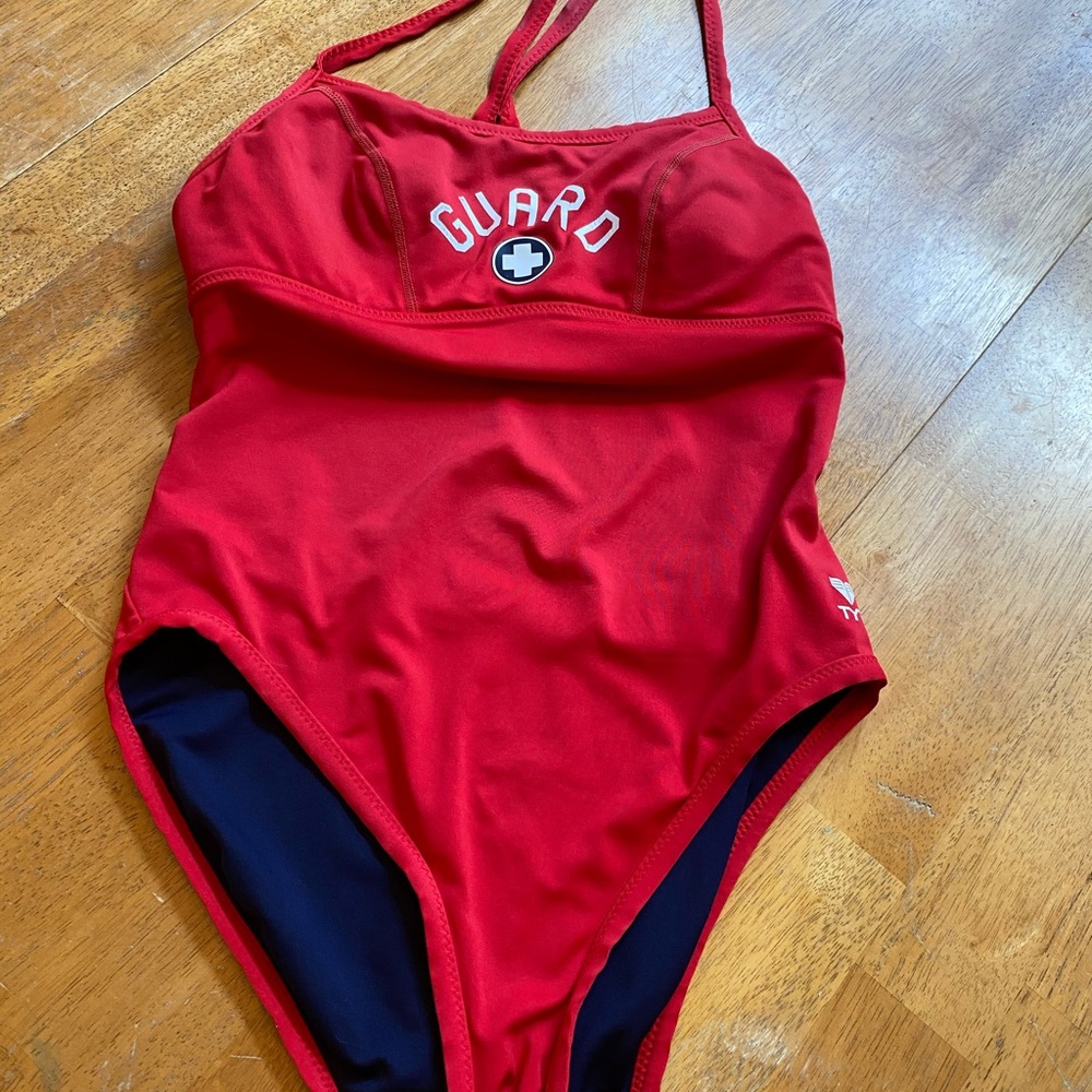 TYR reversible red & Navy one piece swimsuit cute